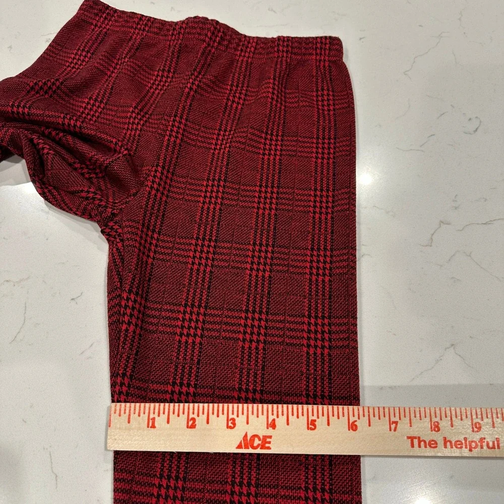 Art Class Girls Red Black Plaid Leggings Size M 7/8 Glen Check Stretch Pants